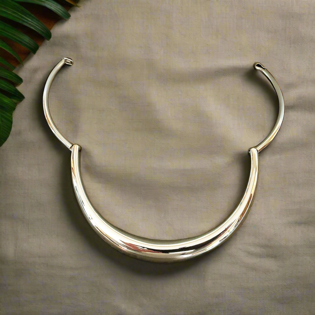 thumbnail image 2 of Women's Gold Chunky Collar Statement Necklace – 16 Inch, Brass & Stainless Steel 2 of 4