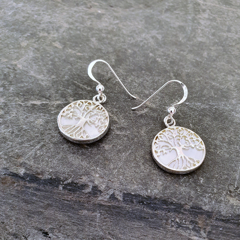Mother Of Pearl Tree Of Life Earrings