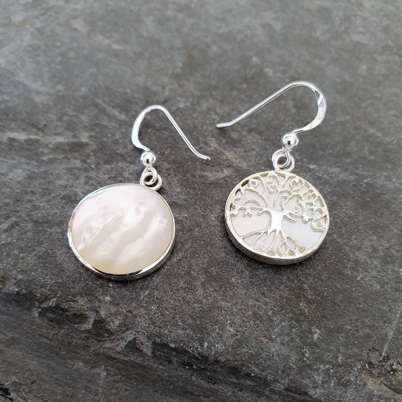 Mother Of Pearl Tree Of Life Earrings