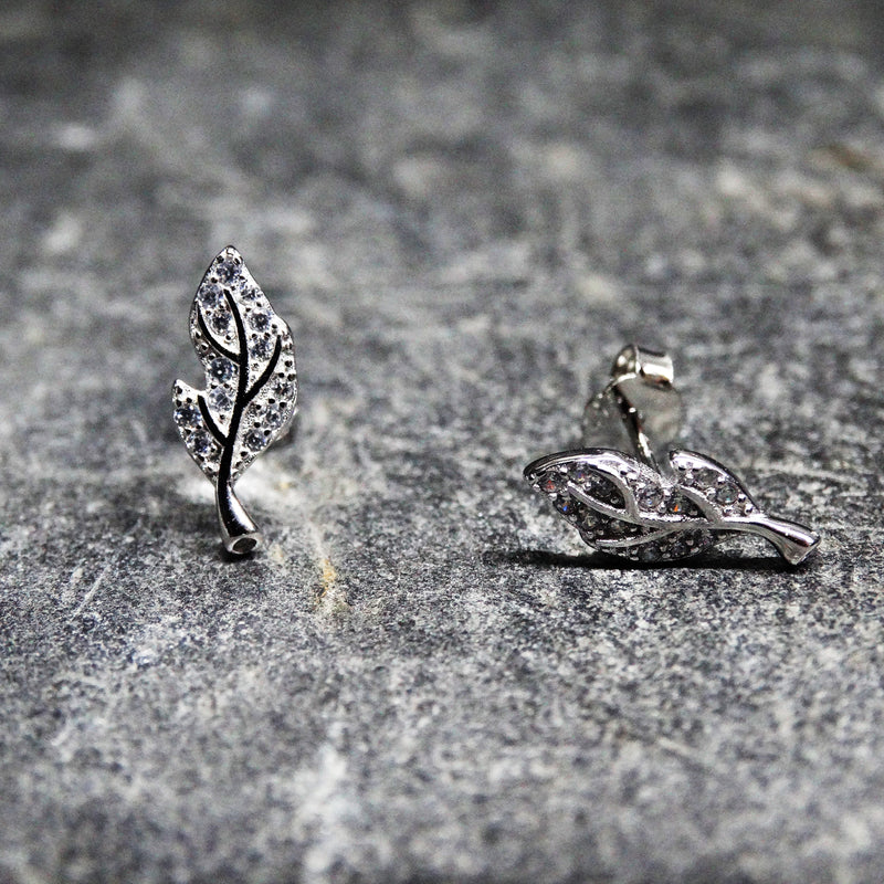 Leaf and Crystal Earrings