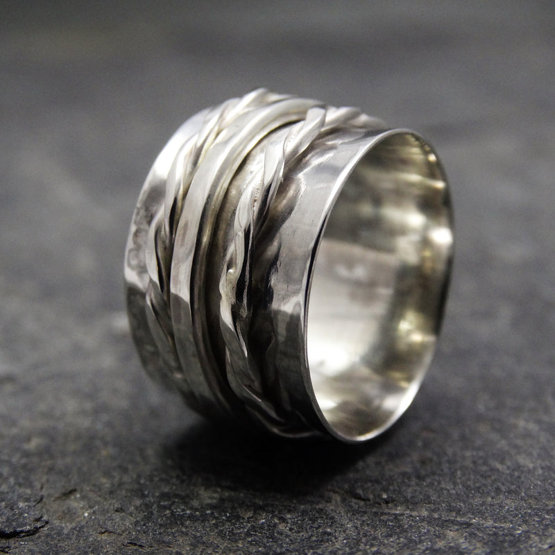 Double Twisted Silver Spinning Ring