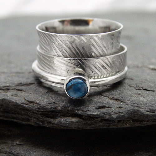Textured Turquoise Feature Spinning Ring