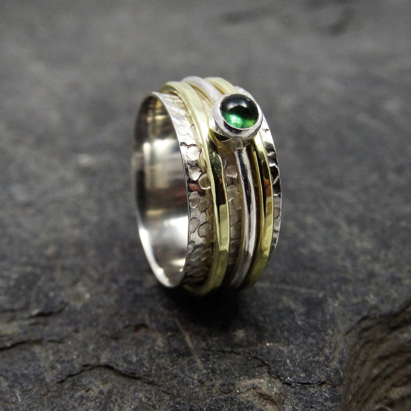Green Tourmaline Spinning Ring