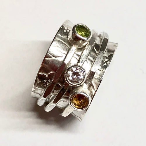 Spring Flowers Peridot and Citrine Spinning Ring