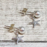 Pearl and Starfish small drop earrings